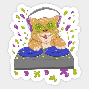 DJ Cat Kawaii Sticker